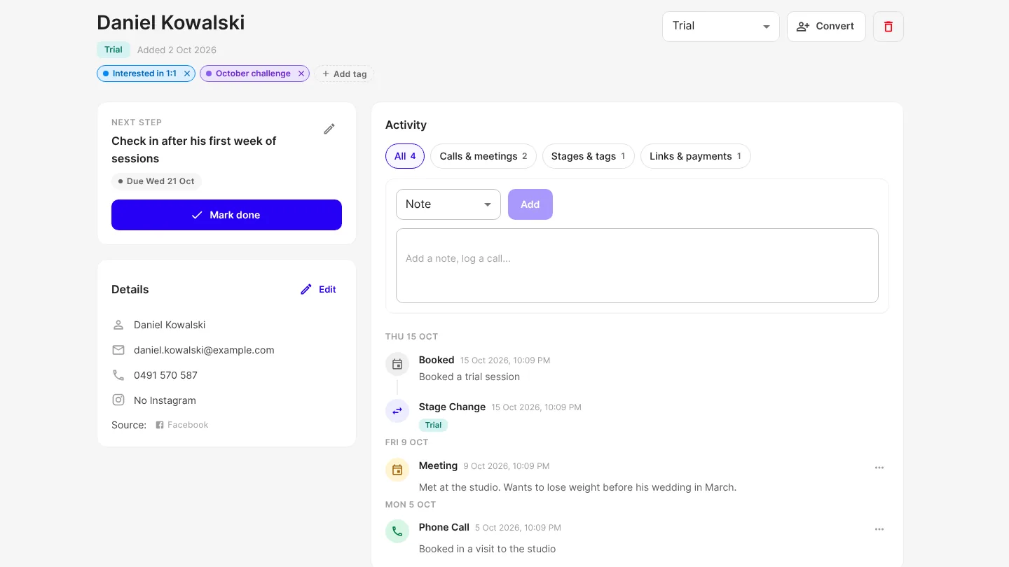 See everything about a contact, and tag and group them